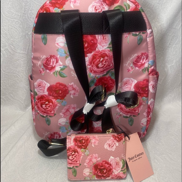 Juicy couture Womans bag backpack wallet 2pc set blush pink floral roses BNWT main image 2